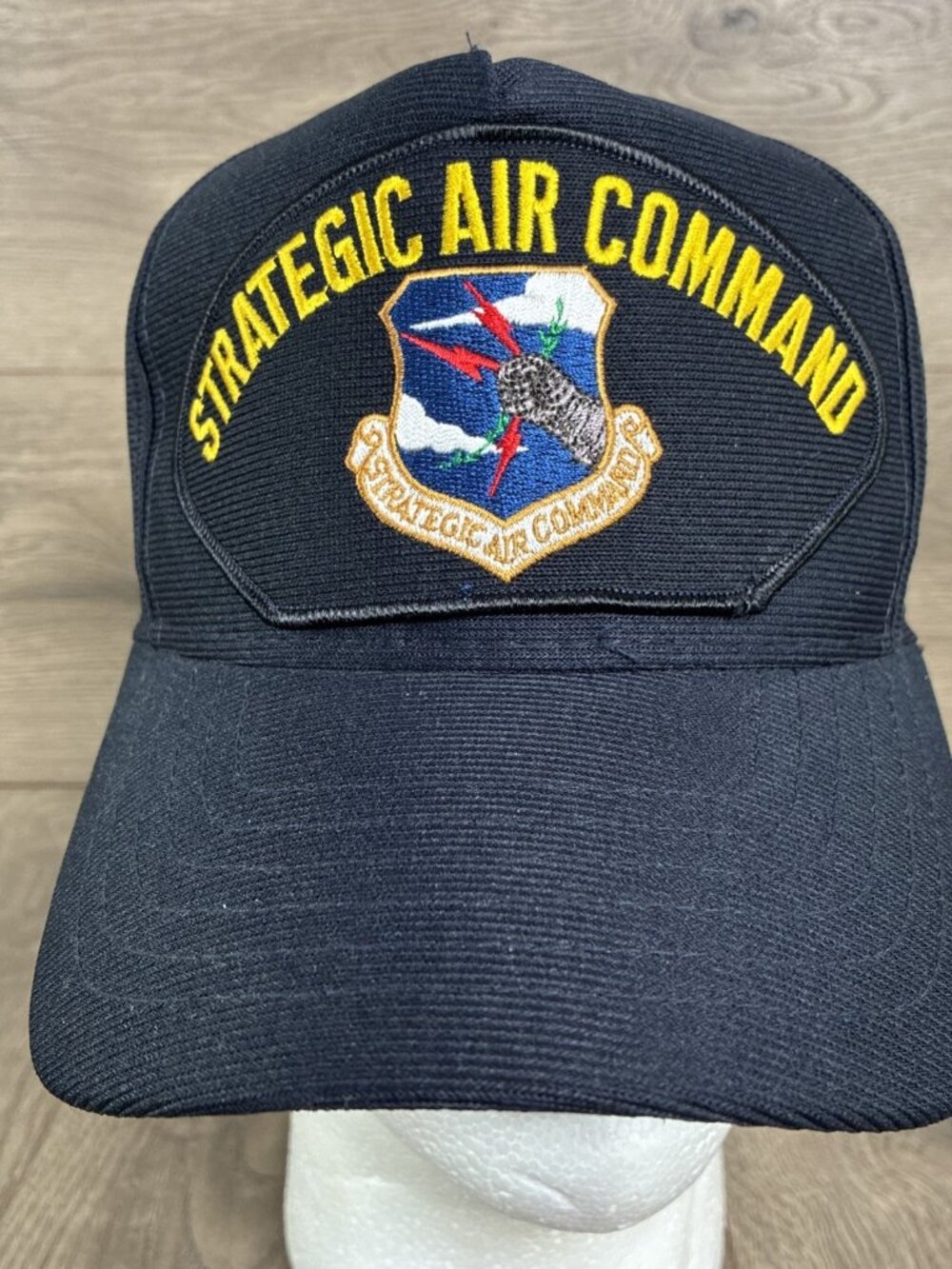 STRATEGIC AIR COMMAND HAT WITH SAC SHIELD - Blue BallCap Eagle Crest Made In USA - Picture 2 of 10